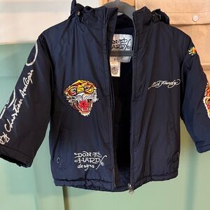 Ed Hardy Kids Navy Jacket with Tiger Embroidery